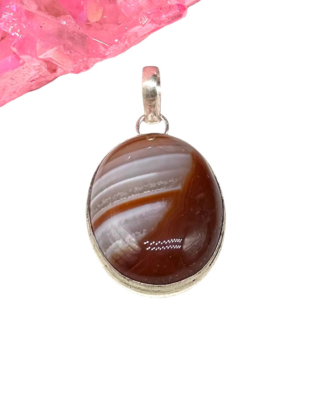 Sardonyx Necklace Pendant 925 Sterling Silver Overlay Oval Stone